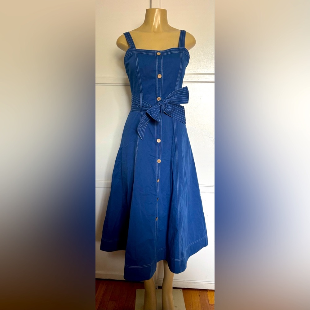 Blue Sleeveless Buttoned Midi Sundress S